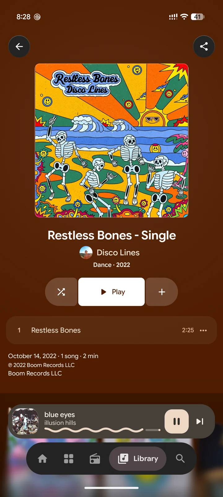 Every album page takes its color from the artwork.